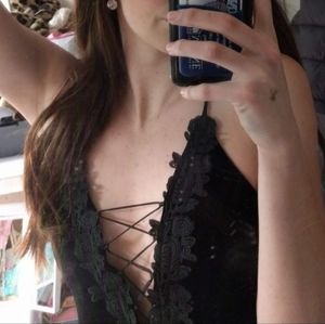 Express Black Velvet bodysuit